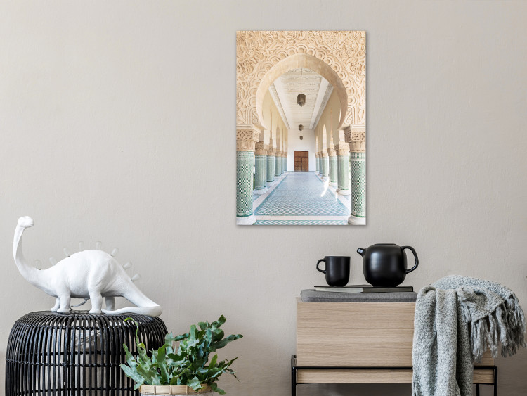 Canvas Turquoise Colonnade (1-piece) Vertical - architecture in Morocco 134736 additionalImage 3