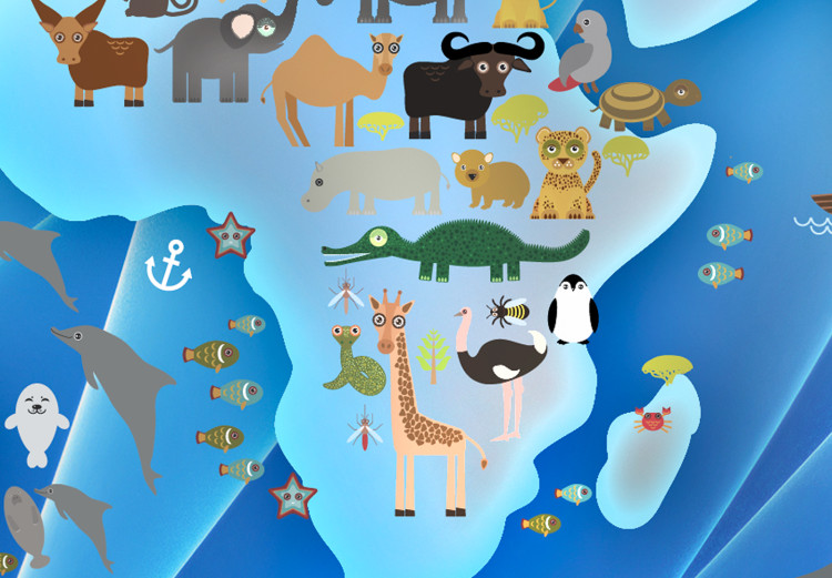 Canvas Print A world full of animals - Blue continents with animal images 135136 additionalImage 5