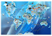 Canvas Print A world full of animals - Blue continents with animal images 135136