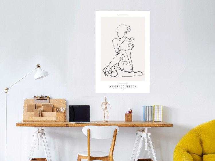 Wall Poster Abstract Sketch - simple lineart with a woman figure and text 137236 additionalImage 9