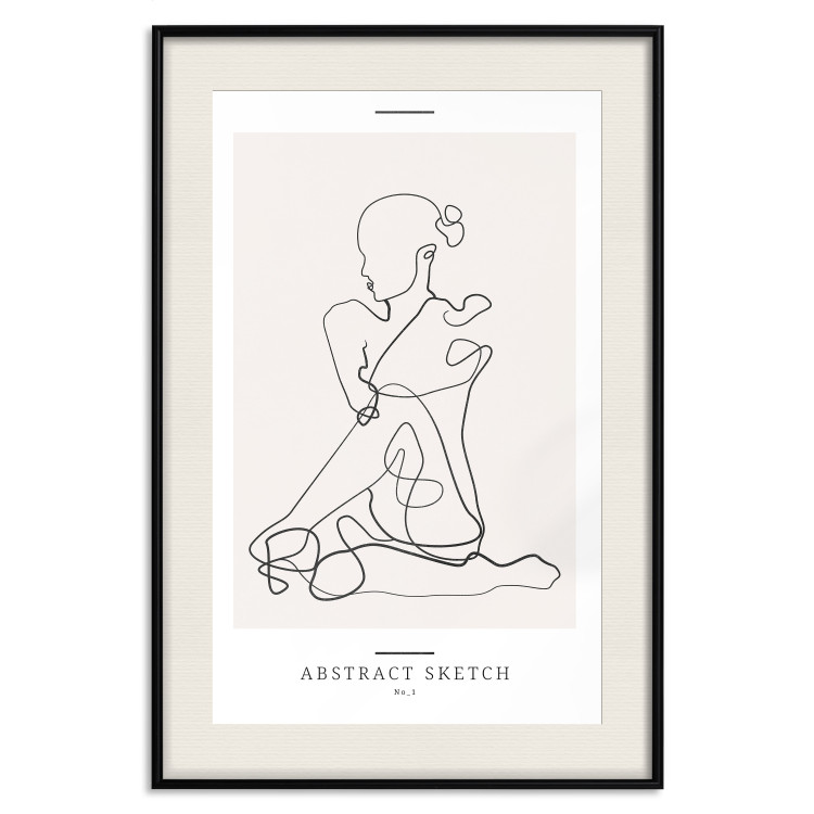 Wall Poster Abstract Sketch - simple lineart with a woman figure and text 137236 additionalImage 17