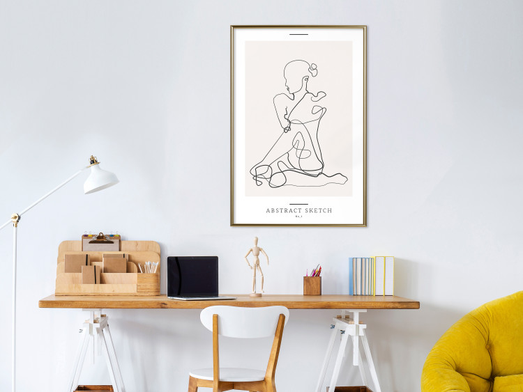 Wall Poster Abstract Sketch - simple lineart with a woman figure and text 137236 additionalImage 22