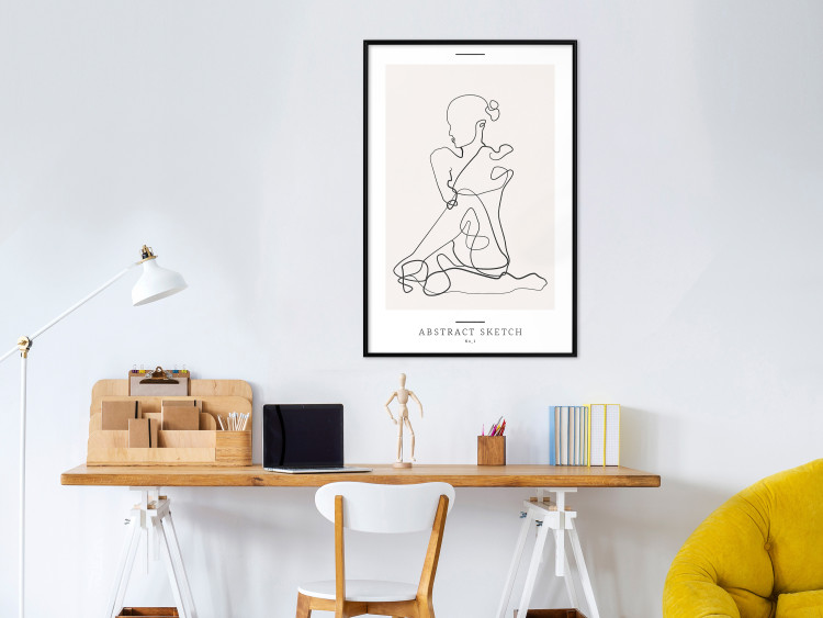 Wall Poster Abstract Sketch - simple lineart with a woman figure and text 137236 additionalImage 21