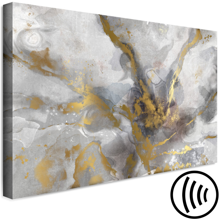 Canvas Print Marble Structure (1-piece) Wide - abstraction in golden spots 138136 additionalImage 6