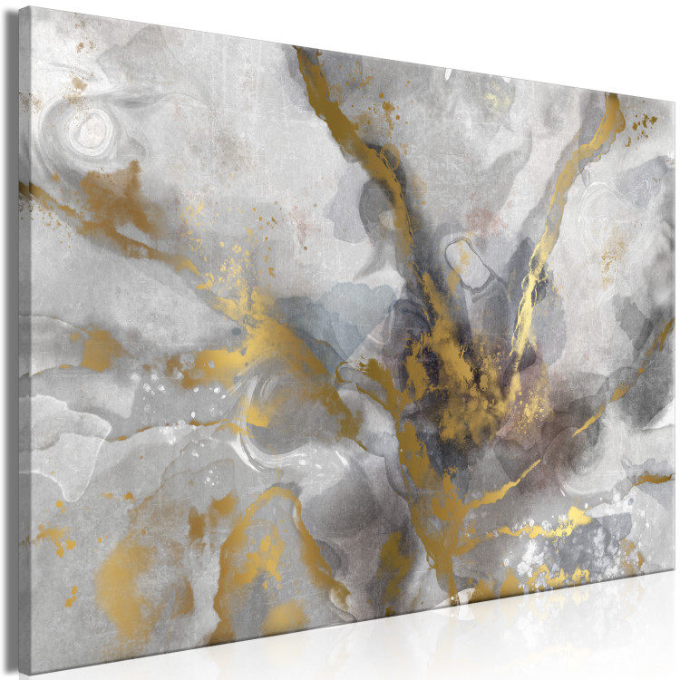 Canvas Print Marble Structure (1-piece) Wide - abstraction in golden spots 138136 additionalImage 2