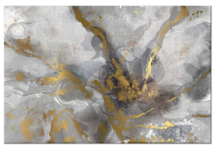 Canvas Print Marble Structure (1-piece) Wide - abstraction in golden spots 138136