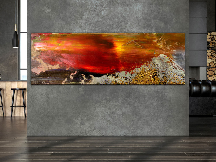 Canvas Print Clearing (1-piece) Narrow - modern landscape with sun and gold 138636 additionalImage 3