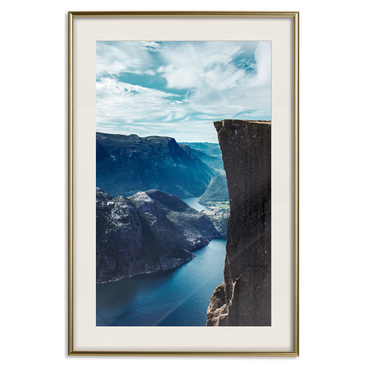 Poster Preikestolen - picturesque landscape of rocky mountains and a large lake 138736 additionalImage 2
