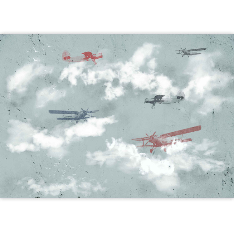 Photo Wallpaper Dream of a little pilot - planes in the sky with clouds and birds for children 143036 additionalImage 3