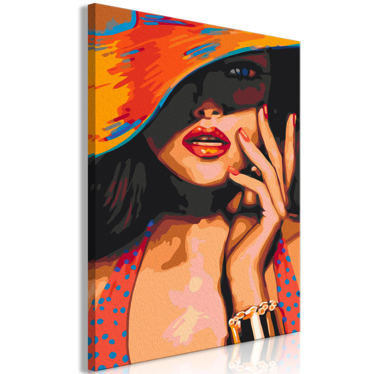 Paint by Number Kit Orange Hat - Tanned Woman in a Polka-Dot Dress 144136 additionalImage 3