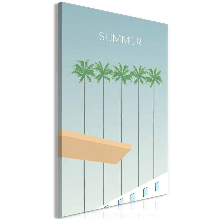 Canvas Art Print Summer Time (1-piece) - landscape with palms and the word "summer" in English 144336 additionalImage 2
