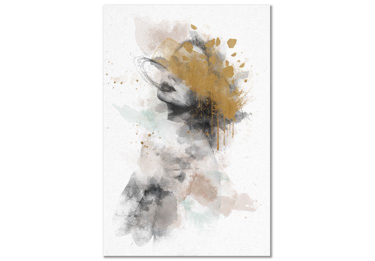 Canvas Art Print Golden Sigh (1-part) - Abstract Portrait of a Woman's Face 144536