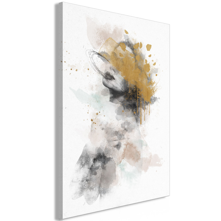Canvas Art Print Golden Sigh (1-part) - Abstract Portrait of a Woman's Face 144536 additionalImage 2