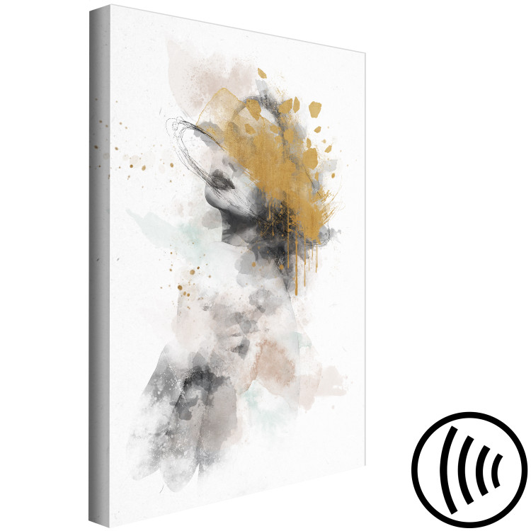 Canvas Art Print Golden Sigh (1-part) - Abstract Portrait of a Woman's Face 144536 additionalImage 6