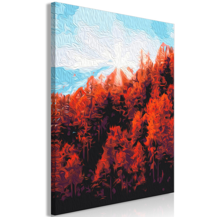 Paint by Number Kit Autumn Morning - Red Forest against the Blue Sky 146536 additionalImage 6