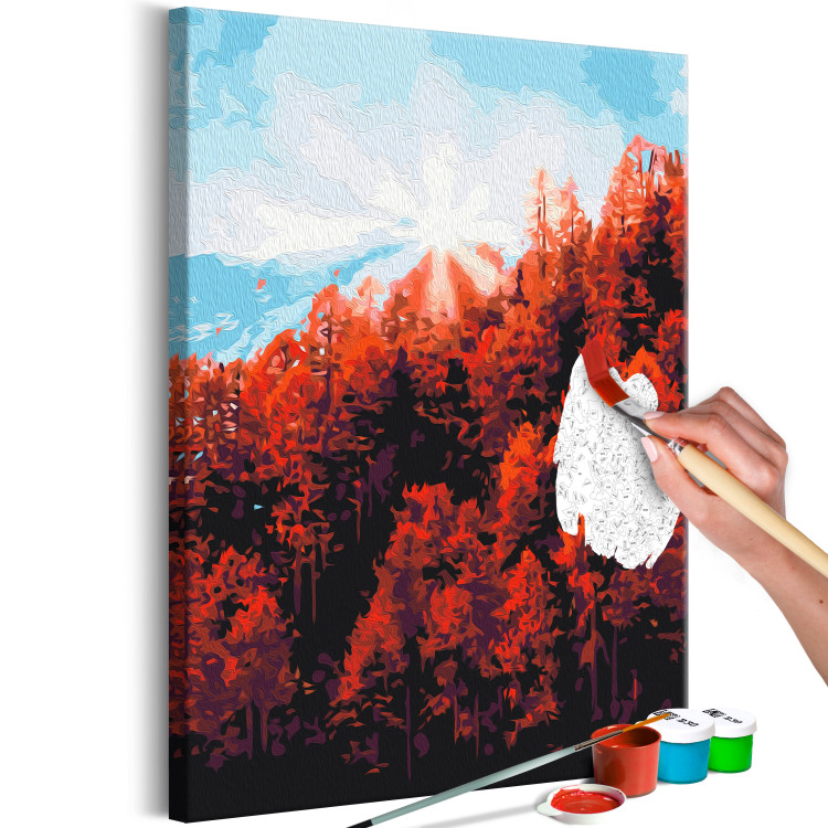 Paint by Number Kit Autumn Morning - Red Forest against the Blue Sky 146536 additionalImage 4