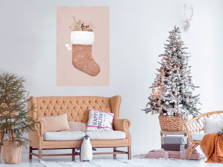 Wall Poster Christmas in Pastels - Holiday Stocking With Plant Twigs 148036 additionalImage 11