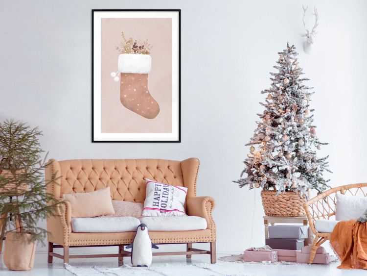 Wall Poster Christmas in Pastels - Holiday Stocking With Plant Twigs 148036 additionalImage 18