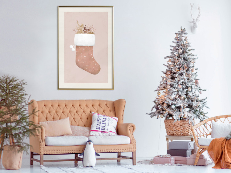 Wall Poster Christmas in Pastels - Holiday Stocking With Plant Twigs 148036 additionalImage 17