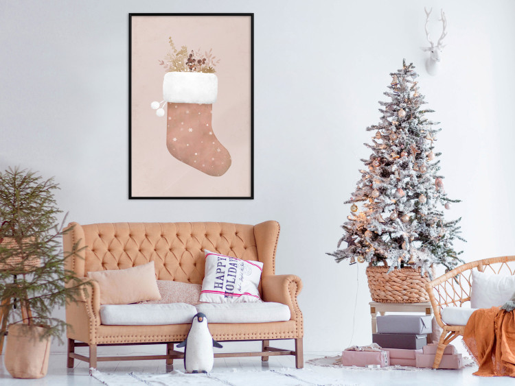 Wall Poster Christmas in Pastels - Holiday Stocking With Plant Twigs 148036 additionalImage 14