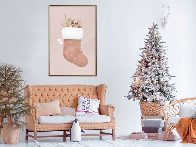 Wall Poster Christmas in Pastels - Holiday Stocking With Plant Twigs 148036 additionalImage 12