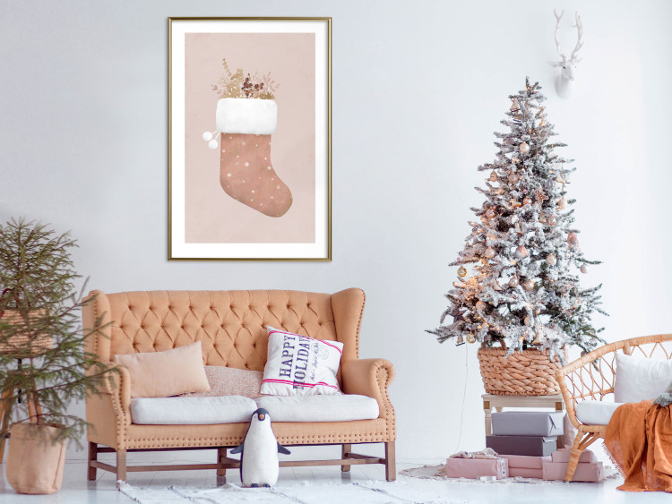 Wall Poster Christmas in Pastels - Holiday Stocking With Plant Twigs 148036 additionalImage 16
