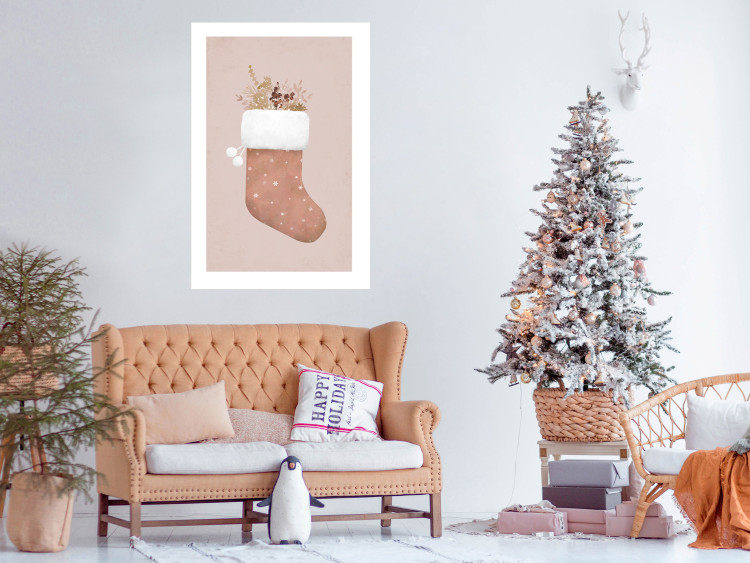 Wall Poster Christmas in Pastels - Holiday Stocking With Plant Twigs 148036 additionalImage 13
