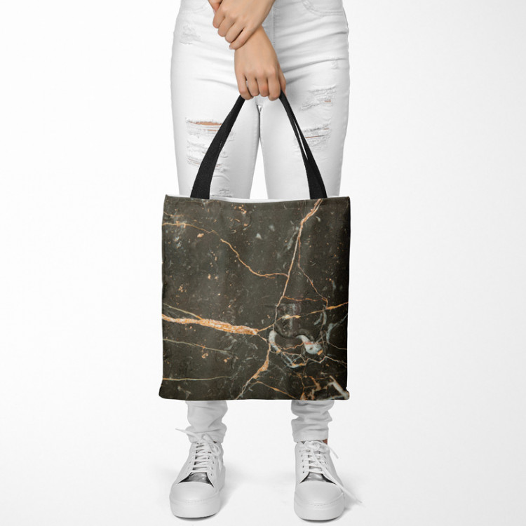 Shopping Bag Liquid marble - a graphite pattern imitating stone with golden streaks 148536 additionalImage 2