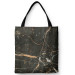 Shopping Bag Liquid marble - a graphite pattern imitating stone with golden streaks 148536