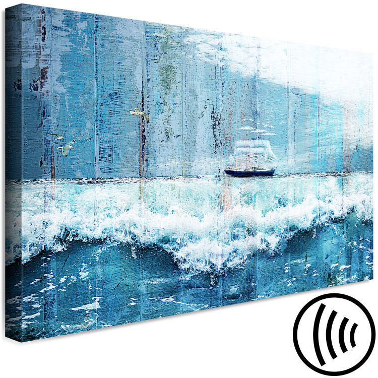 Canvas Seascape (1-piece) - sailboat on foamy ocean waves 149636 additionalImage 6
