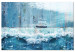 Canvas Seascape (1-piece) - sailboat on foamy ocean waves 149636