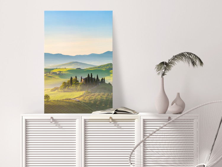 Canvas Tuscany Landscape - Photo of Green Fields at Sunrise 149836 additionalImage 3