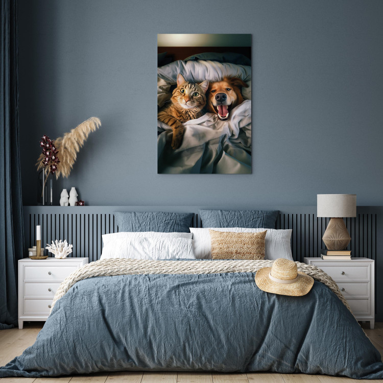 Canvas AI Golden Retriever Dog and Tabby Cat - Animals Resting in Comfortable Bedding - Vertical 150236 additionalImage 3