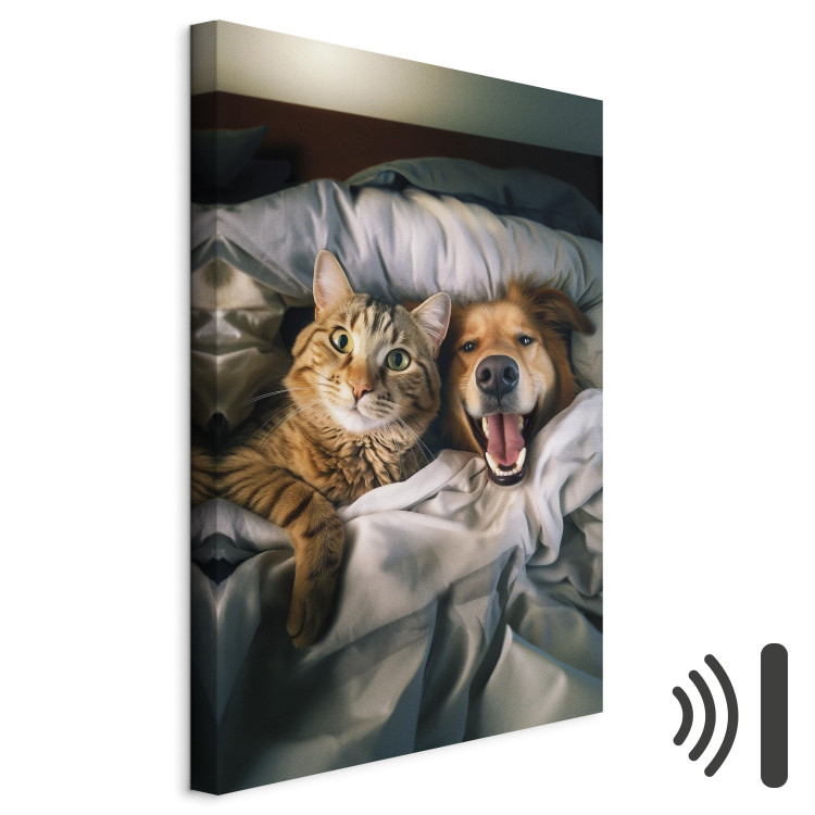 Canvas AI Golden Retriever Dog and Tabby Cat - Animals Resting in Comfortable Bedding - Vertical 150236 additionalImage 8