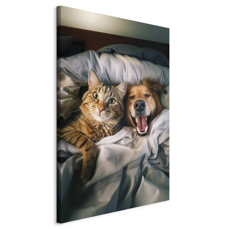 Canvas AI Golden Retriever Dog and Tabby Cat - Animals Resting in Comfortable Bedding - Vertical 150236 additionalImage 2