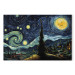Canvas Art Print Starry Night - A Landscape in the Style of Van Gogh With a Smiling Moon 151036