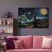 Canvas Art Print Starry Night - A Landscape in the Style of Van Gogh With a Smiling Moon 151036 additionalThumb 3