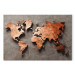Canvas Art Print Copper Map of the World - Orange Outline of Countries on a Gray Background 151236 additionalThumb 7