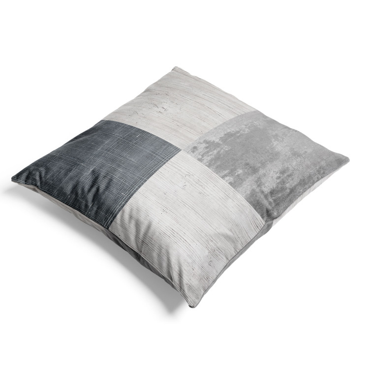 Decorative Velor Pillow Grey Squares - Geometric Composition With Multiple Textures 151336 additionalImage 4