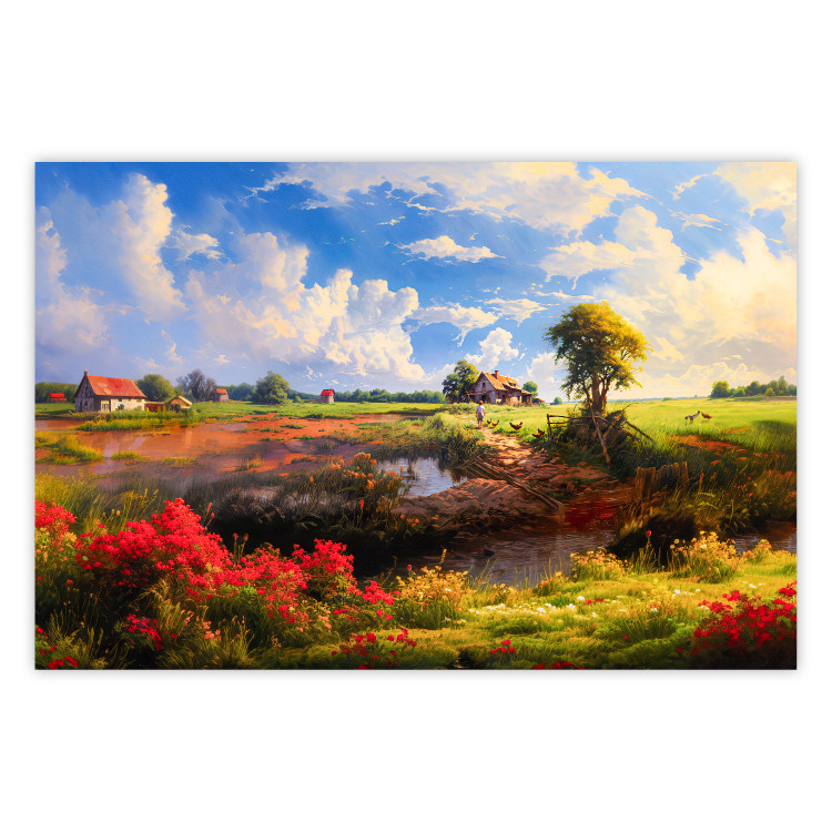 Wall Poster Rural Idyll - Landscape of the Polish Countryside Painted in Warm Colors 151536