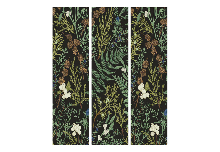 Room Separator Botanical Pattern - Numerous Species of Leaves on a Graphite Background [Room Dividers] 152036 additionalImage 3
