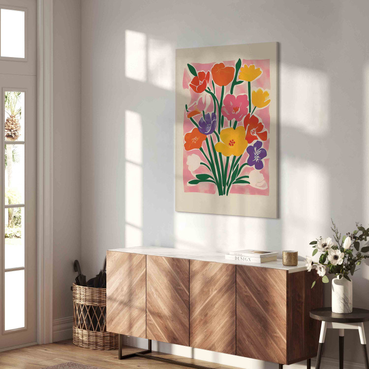 Canvas Pink Bouquet - A Minimalist Composition Inspired by the Style of Matisse 159936 additionalImage 4