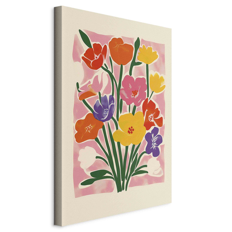 Canvas Pink Bouquet - A Minimalist Composition Inspired by the Style of Matisse 159936 additionalImage 2