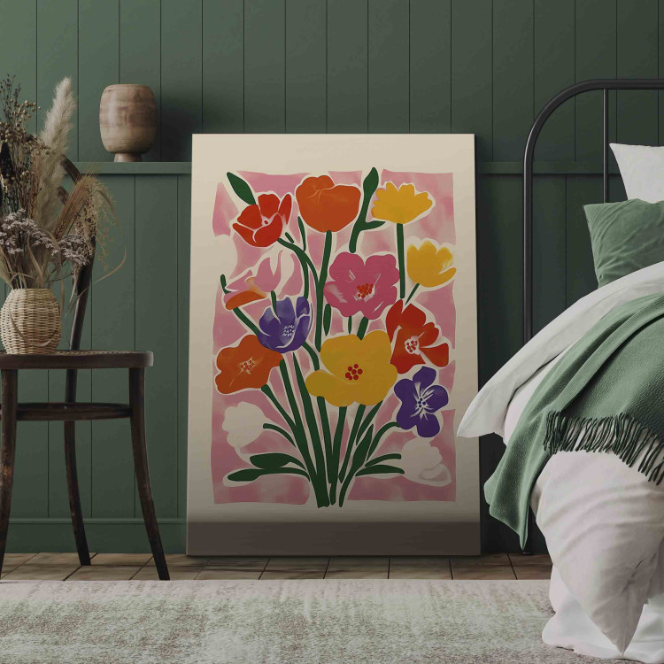 Canvas Pink Bouquet - A Minimalist Composition Inspired by the Style of Matisse 159936 additionalImage 3