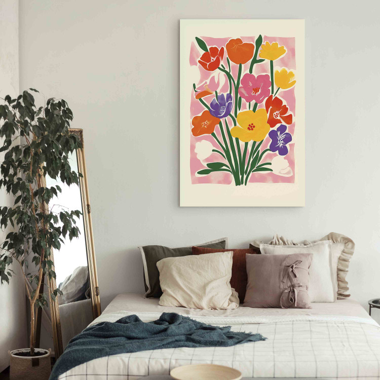 Canvas Pink Bouquet - A Minimalist Composition Inspired by the Style of Matisse 159936 additionalImage 5