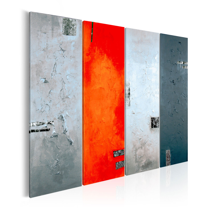 Canvas Orange Accent (4-piece) - grayish abstraction with designs 47436 additionalImage 2