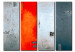 Canvas Orange Accent (4-piece) - grayish abstraction with designs 47436