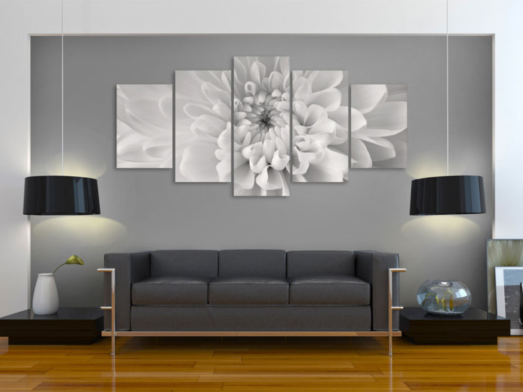 Canvas Art Print Dahlia flower in grey shades 49936 additionalImage 3