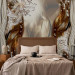Wall Mural Glossy abstraction - graphic lily flowers among browns and beiges 64136 additionalThumb 2