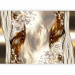 Wall Mural Glossy abstraction - graphic lily flowers among browns and beiges 64136 additionalThumb 1